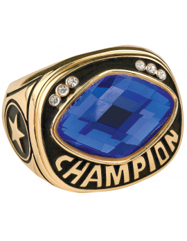 Blue Cut Glass Championship Ring