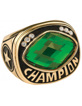 Green Cut Glass Championship Ring
