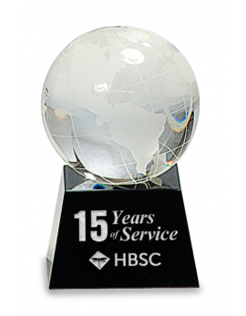3" Crystal Globe on Black Base