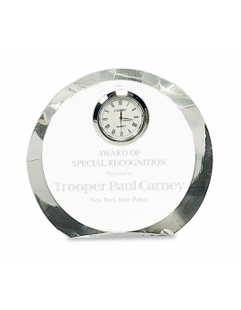 4 1/2" Clear Crystal Round with Clock
