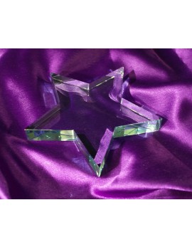 Engraved Jade Glass Star Paperweight