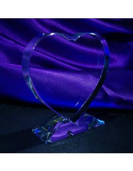 5 1/4" Photo Crystal Heart on a Stand