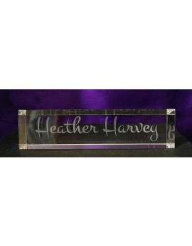 6 inch Engraved Crystal Name Plate