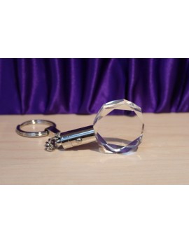 Octagon Crystal Photo Keychain with White Light