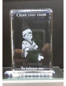 3D Elf on a Shelf trapped in Crystal