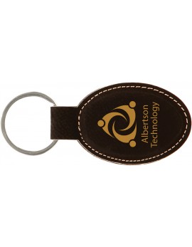 Black/Gold Laserable Leatherette Oval Keychain