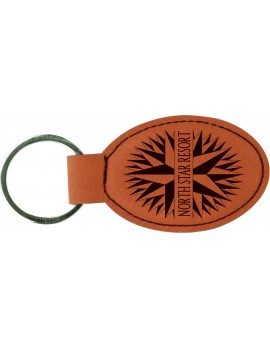 Rawhide Laserable Leatherette Oval Keychain