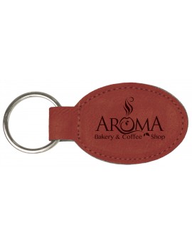 Rose Laserable Leatherette Oval Keychain