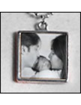 1" Square Crystal Photo Pendant with Frame