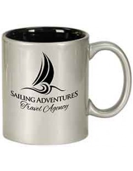 Round Silver Laser Engraved Mug - Lasers Black