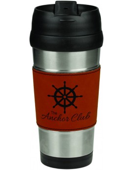 16 oz. Rawhide Laserable Leatherette Stainless Steel Travel Mug