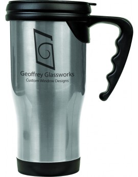 14 oz Stainless Steel Laserable Travel Mug with Handle