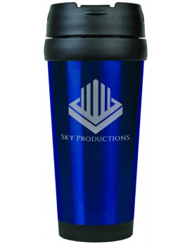 16 oz Blue Laserable Stainless Steel Travel Mug without Handle