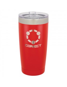 20 oz. Red Vacuum-Insulated Tumbler with Silver Ring Top