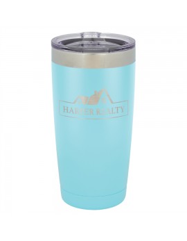 20 oz. Light Blue Vacuum-Insulated Tumbler with Silver Ring Top