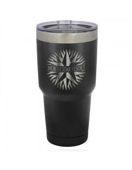 30 oz. Black Vacuum-Insulated Tumbler with Silver Ring Top