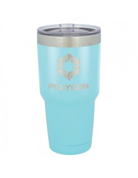 30 oz. Light Blue Vacuum-Insulated Tumbler with Silver Ring Top