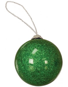 Plastic Green Glitter Ball Ornament