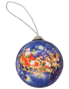 Plastic Ball Ornament - Santa and Sleigh