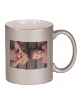 11 Oz Metallic Silver Photo Mug