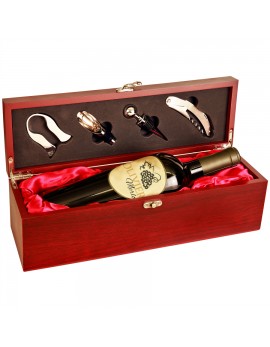 Rosewood Finish Single Wine Box with Tools