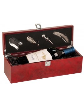 Burlwood High Gloss Finish Single Wine Box with Tools