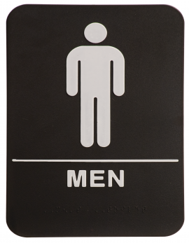 Black ADA Men Sign 6x9 with Braille