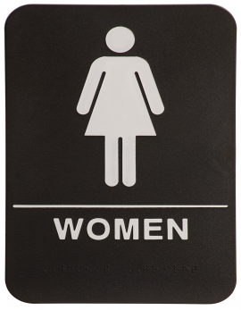 Black ADA Women Sign 6x9 with Braille
