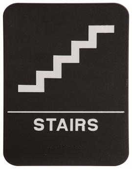 Black ADA Stairs Sign 6x9 with Braille
