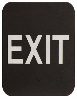 Black ADA Exit Sign 6x6 with Braille
