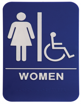 Black ADA Women Wheelchair Sign 6x9 with Braille
