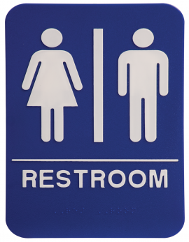 Blue ADA Unisex Restroom Sign 6x9 with Braille