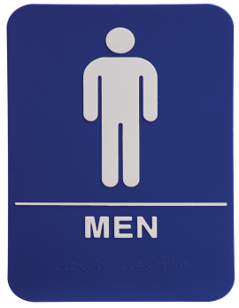 Blue ADA Men Sign 6x9 with Braille