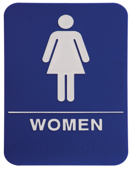 Blue ADA Women Sign 6x9 with Braille