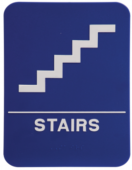 Blue ADA Stairs Sign 6x9 with Braille