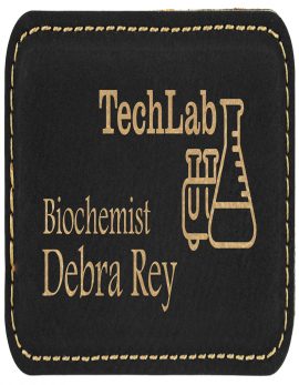 Black/Gold Leatherette Large Rectangle Badge
