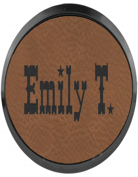 Dark Brown Leatherette Oval Badge & Frame
