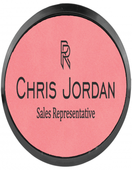 Pink Leatherette Oval Badge & Frame