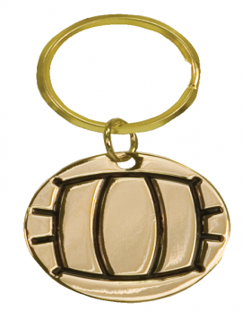Gold Volleyball Brass Keychain