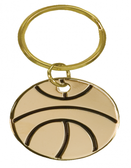 Gold Basketball Brass Keychain
