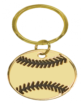 Gold Baseball/Softball Brass Keychain