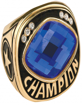 Blue Cut Glass Championship Ring
