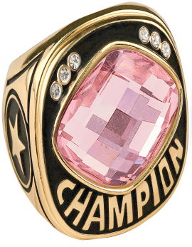Pink Cut Glass Championship Ring
