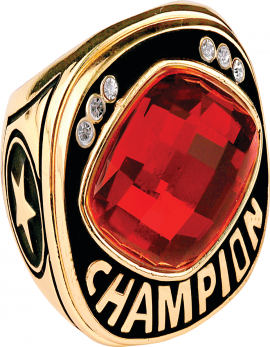 Red Cut Glass Championship Ring