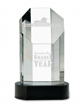 9 3/4" Octagon Slant-Top Crystal on Black Pedestal Base