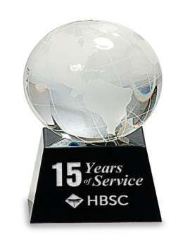 3" Crystal Globe on Black Base