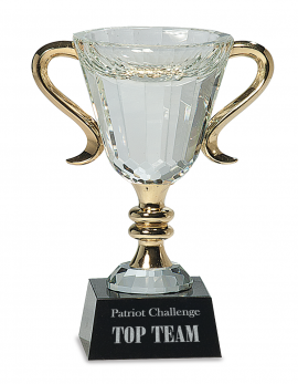 7 1/4" Crystal Cup with Gold Handles and Stem