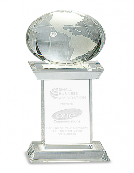 8" Crystal Globe on Clear Tower
