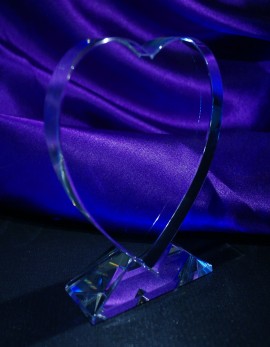 5 1/4" Photo Crystal Heart on a Stand