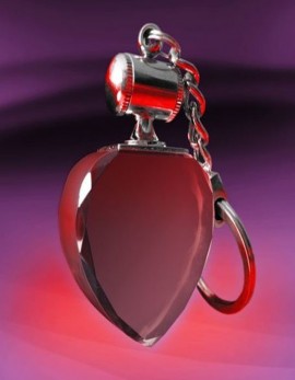 Heart Crystal Photo Keychain with Red Light